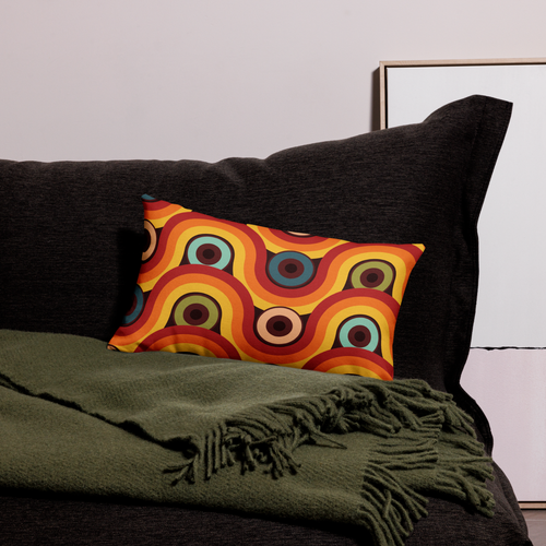 Retro Pillow with Orange & Beige Circles | Vintage-Style Pillow | 3 sizes - Picture 14 of 54