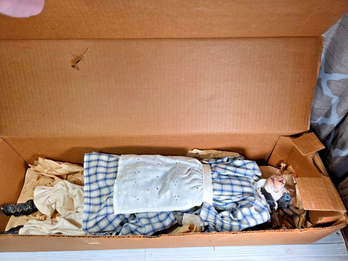 Vintage Retired Daddy's Long Legs Doll Abigail Cow Blue Dress 24" 1990 Pat Weeks - Picture 3 of 20