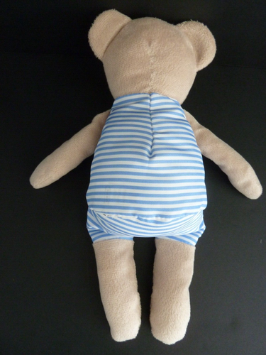 *. DOUDOU PELUCHE IKEA OURS BEIGE BARBOTEUSE BLEU RAYE BLANC COEUR ROUGE NEUF* - 第 7/7 張圖片