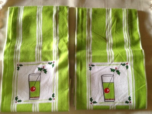 Christmas Holiday TOM COLLINS Set of 2 Cotton TEA TOWELS Gift NEW - Picture 2 of 2