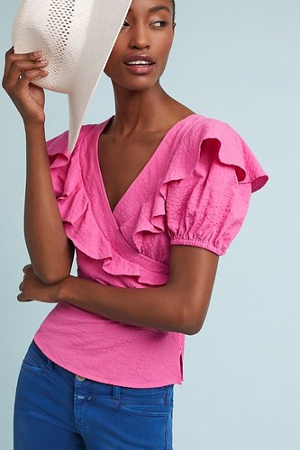 NWT Loretta Ruffled Blouse, by Plenty By Tracy Reese - Pink, size 4 - Picture 1 of 3