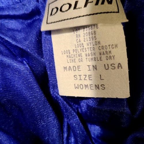 Vtg Dolfin Womens L Nylon Shiny Lined w/ Liner Pocket Split Running Shorts Blue - Picture 9 of 10