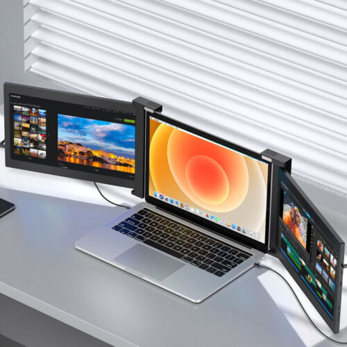 Portable Dual Triple Fold IPS FHD Monitor Screen Extender For 13-17,3" Laptop - Picture 19 of 22