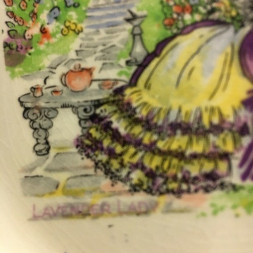 Winterton Longton England Decor Plate Victorian Lady Manor Green Stamped 7 inch - Picture 9 of 11