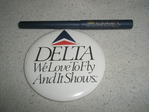 Delta Airlines We Love to Fly And It Shows 3 1/2" pin back button & marker 1987 - Picture 1 of 8