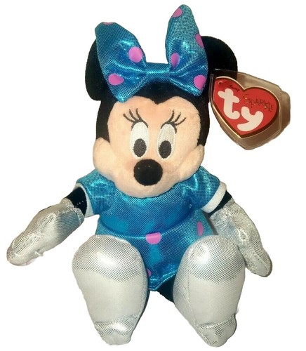 Ty DISNEY MINNIE MOUSE Teal Sparkle Dress Beanie Baby 8" NEW MWMTs Plush Toy - Imagen 1 de 7