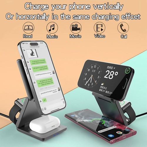 Wireless Charger,3 in 1 Wireless Charging Station for Apple Devices,15W Fast Wir - Zdjęcie 2 z 7