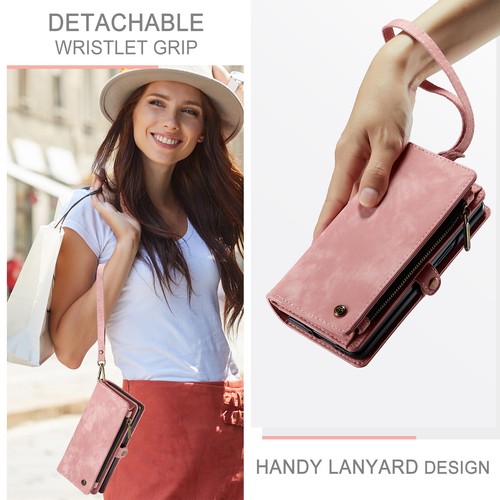 Leather Zipper Pocket Wallet Case w/ Wrist Strap For Samsung Galaxy Z Fold7/6/4 - Picture 14 of 43