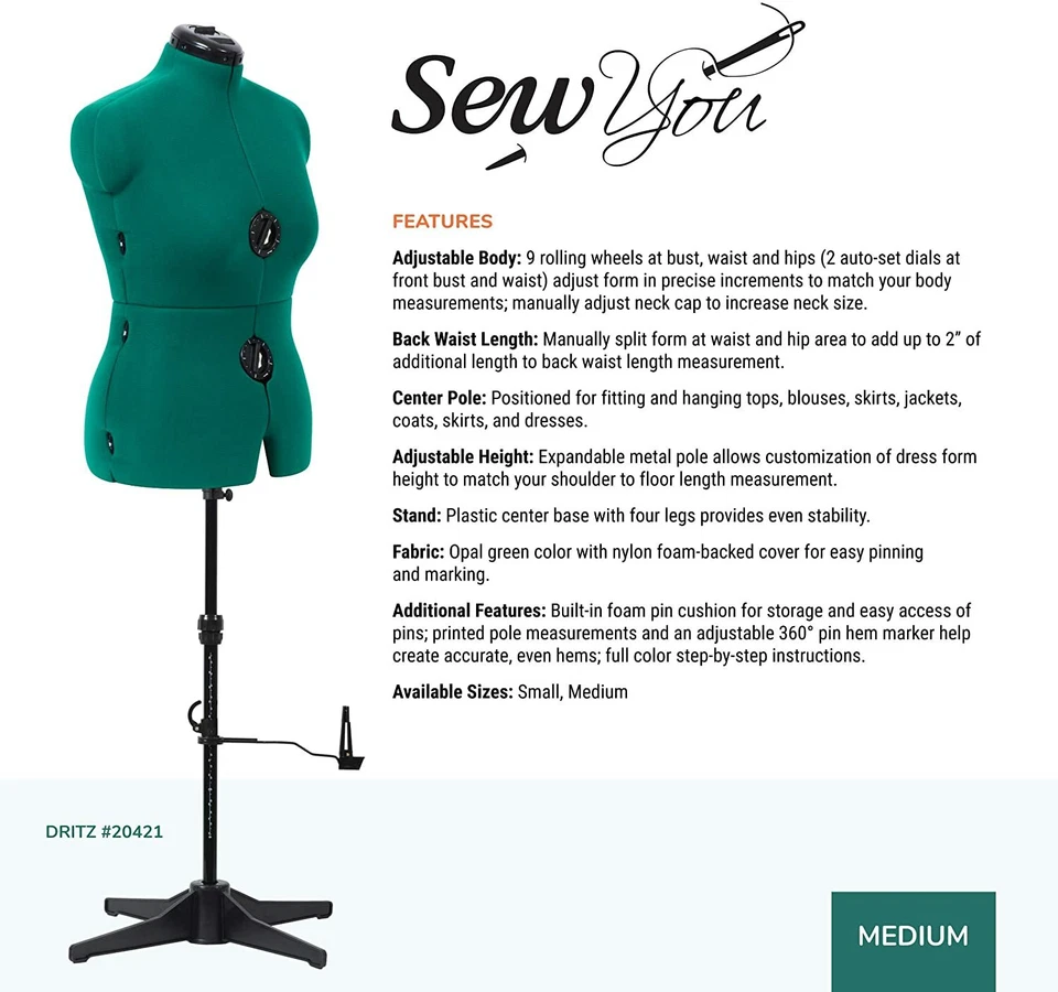 Forma de vestido ajustable para coser figura completa maniquí femenino base torso mediano Foto 2 de 4