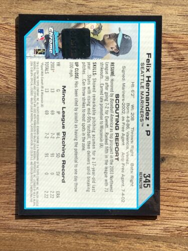 2004 Bowman Chrome Felix Hernandez Refractor Rookie Auto 1st Bowman On Card Auto - Picture 7 of 11