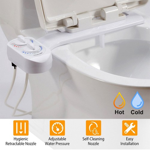Juego de rociador de agua dulce para bidé accesorio de asiento de inodoro no eléctrico lavado en caliente/frío EE. UU. - Imagen 7 de 12