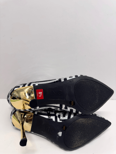 INC International Concepts Boots 8.5 Black Silver Embellished Gold Heel Booties - Picture 9 of 9