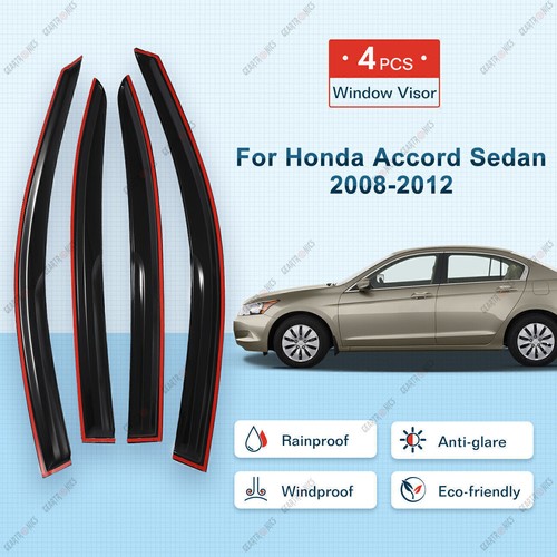 For 2008-2012 Honda Accord JDM Window Visor Vent Sun Rain Guards Wind Deflectors - Picture 8 of 13
