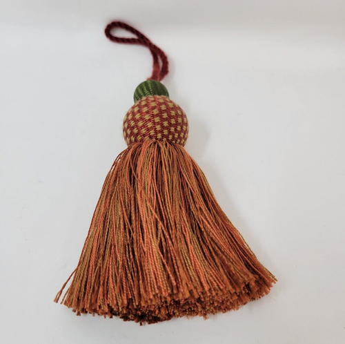 2 DE COLECCIÓN FRANCÉS 5" ÁMBAR ORO VERDE ADORNADO BORLAS CLAVE CORTINA ALMOHADA ADORNO - Imagen 4 de 12