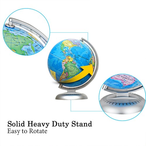 8" Illuminated World Globe Rotating Universal Education Cartography Earth Map - Picture 3 of 6
