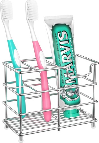 Compact Silver Toothbrush Organizer with Dust-Proof Design for Modern Bathrooms - Picture 3 of 9