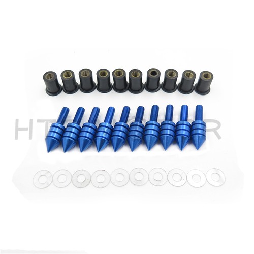 10X Windscreen Windshield Bolts Screw Kit For Honda Suzuki Yamaha Kawasaki Blue - Picture 5 of 7