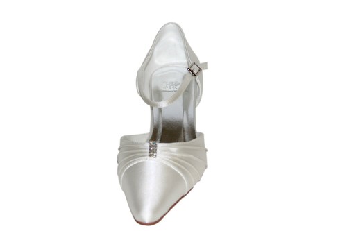 HBH Satin Brautschuhe Pumps,innen ausgepolstert,Strass Lederriemchen,Weiß/Ivory - Bild 8 von 12