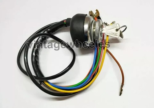 LAMBRETTA GP 12 VOLT. AC IGNITION SWITCH CHROME BODY WITH 2 BRASS KEYS - Picture 2 of 4