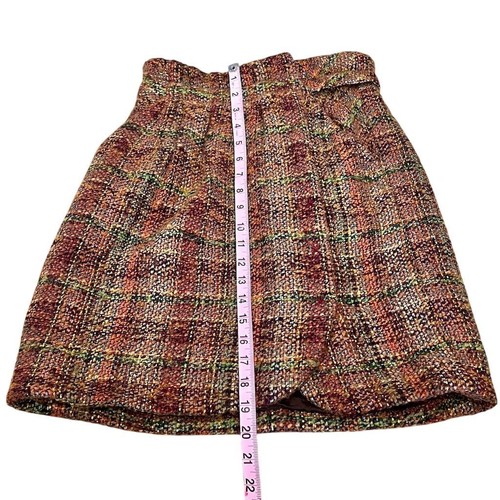 Odille Women's 2/XS Plaid Tweed Wrap Skirt Multicolor High Waisted Short - Picture 4 of 12