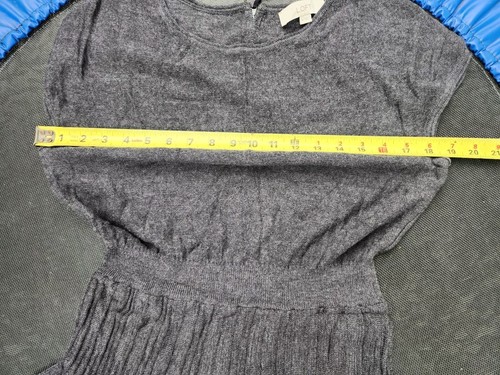 Ann Taylor LOFT Charcoal Sweater Dress Ribbed Waist Pleats Medium Wool Blend - Picture 8 of 10
