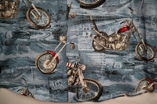 NWT Blue Shades NORTH RIVER Buttonfront SS Shirt Motorcycle Pattern Medium - Bild 4 von 6