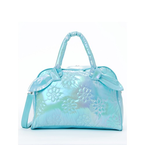Wonder Nation Girl's Iridescent Floral Weekender Duffle Handbag Set 3 piece Blue - Picture 9 of 10