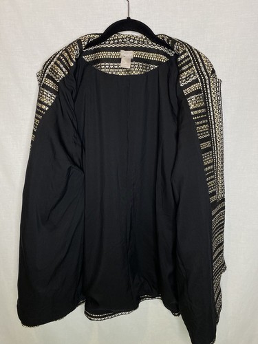 Chicos Jacke Gold Damen Größe 2 Large Brokat schwarz Futter Staubmantel - Bild 7 von 8