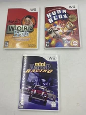 Lot Of 3 Nintendo Wii Games Word Brain Boom Blox Mini Desktop Racing With Cases