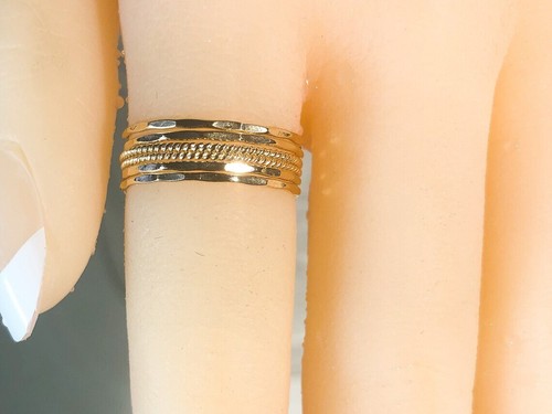 6 Pcs Brass Stacking rings Minimalist Twisted & Hammered Band Women Jewelry Gift - Picture 4 of 4