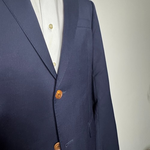 Custom Tailored Men's 42R Blue Cotton Sport Coat Blazer Jacket 2-Button - Picture 2 of 10