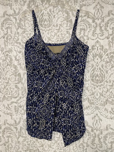 Miraclesuit Love Knot Bügel Lagenlook Flyaway Blumen Boho Tankini Oberteil Blau 16