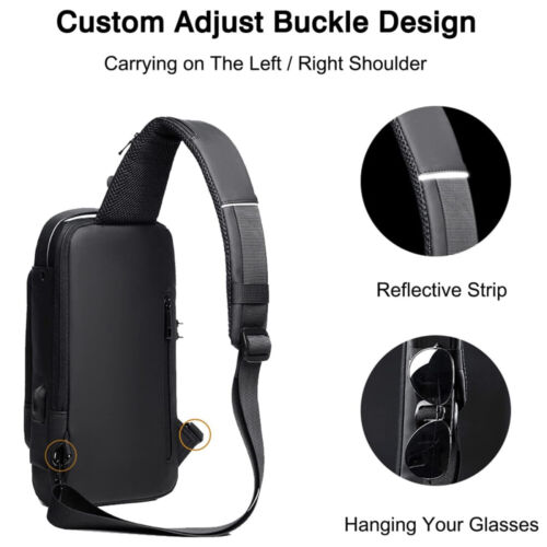 Schultertasche Brusttasche Umhängetasche Anti-Diebstahl Sling Bag Herrentasche - Bild 11 von 14