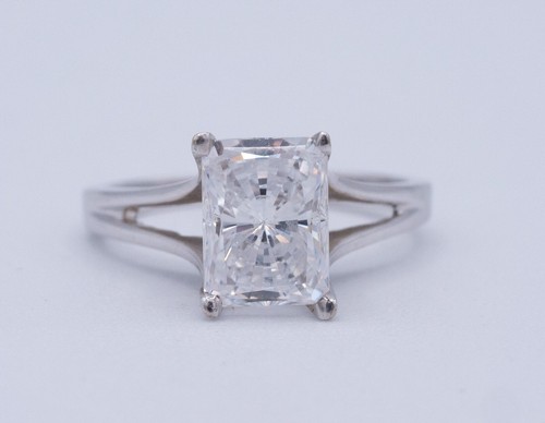 14KT White Gold 1.50ct CZ Solitaire Cathedral Split Shank Engagement Ring Size 5 - Picture 4 of 13