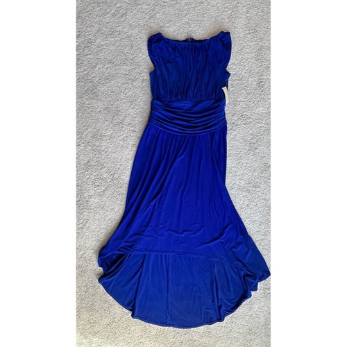 Coldwater Creek Blue Ruched Dress New Size 8 NWT $139 Hi Low Hemline - Picture 9 of 16