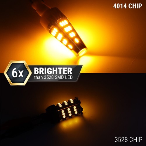 2X 50W 7443 LED Ámbar Amarillo Señal de Giro Estacionamiento DRL Bombillas de Alta Potencia - Imagen 3 de 7