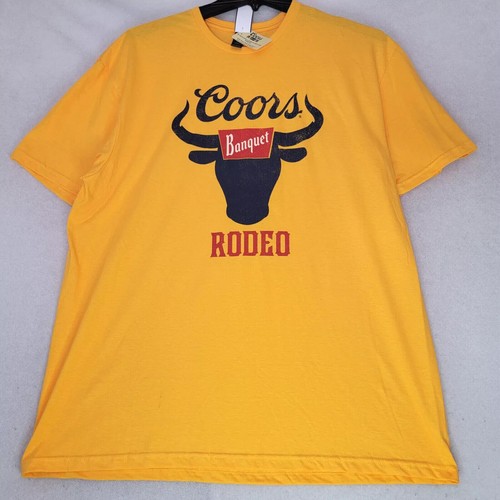 Coors Beer Banquet Shirt Mens Extra Large Yellow Brewery Cowboy Rodeo Brew NWT - Picture 2 of 12
