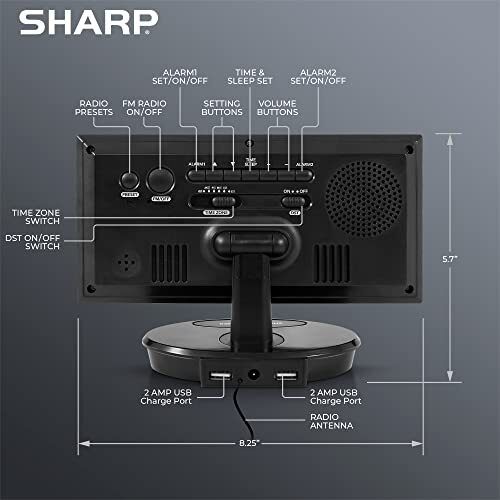 SHARP Digital Alarm Clock 8.9" Extra Large LED Clock with Tilt and Swivel Dis... - Picture 4 of 7