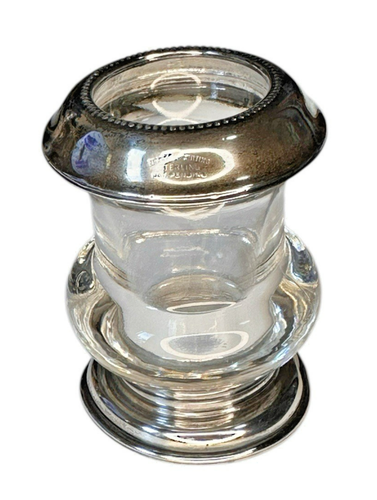 Antiker Frank M. Whiting Zahnstocherhalter aus Sterlingsilber und Glas