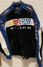 Men’s Nascar Racing Jacket JH Design Size 2XL Black Blue Excellent Condition