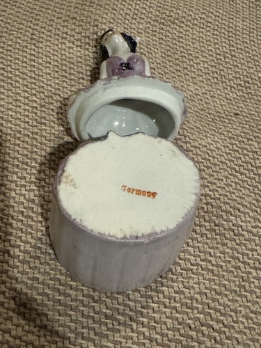 Antique German Lady in Purple Dress 5.5” Porcelain Powder Doll Box Jar - #5633 - Picture 18 of 20