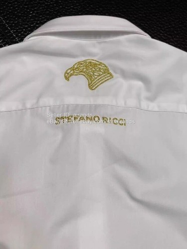 Camicia manica corta ricamata aquila Stefano Ricci nuova - bianca - uomo lusso - Foto 5 di 11
