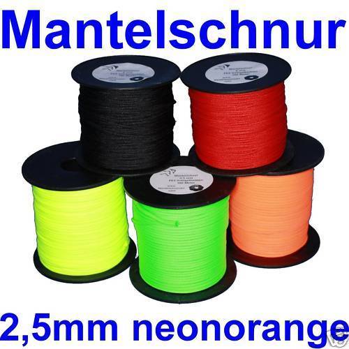 100m PES Mantelschnur 2,5mm hohlgeflochten neonorange - Bild 1 von 1