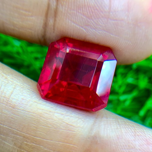 PIGEON BLOOD RED 16.8 CT RUBY CHATHUM CORUNDUM SQUARE LAB CREATED LOOSE GEMSTONE - Picture 5 of 5