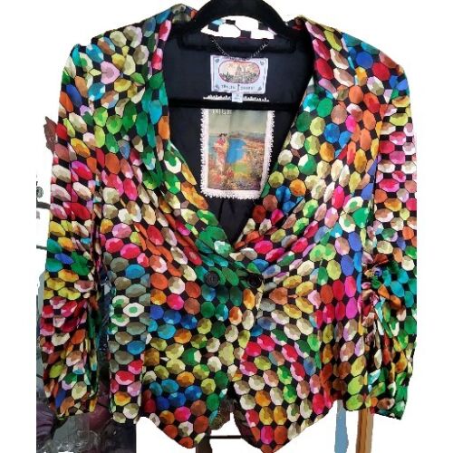 Vintage Trelise Cooper Funky Retro Silk Waist Jacket Size(8) Test Pattern Jacket - Picture 8 of 11