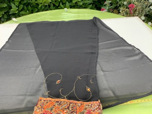 RETRO 70er VINTAGE STYLE SCHWARZ ORANGE PAILLETTEN Arabian Nights HALS KOPF HAARTUCH - Bild 6 von 11
