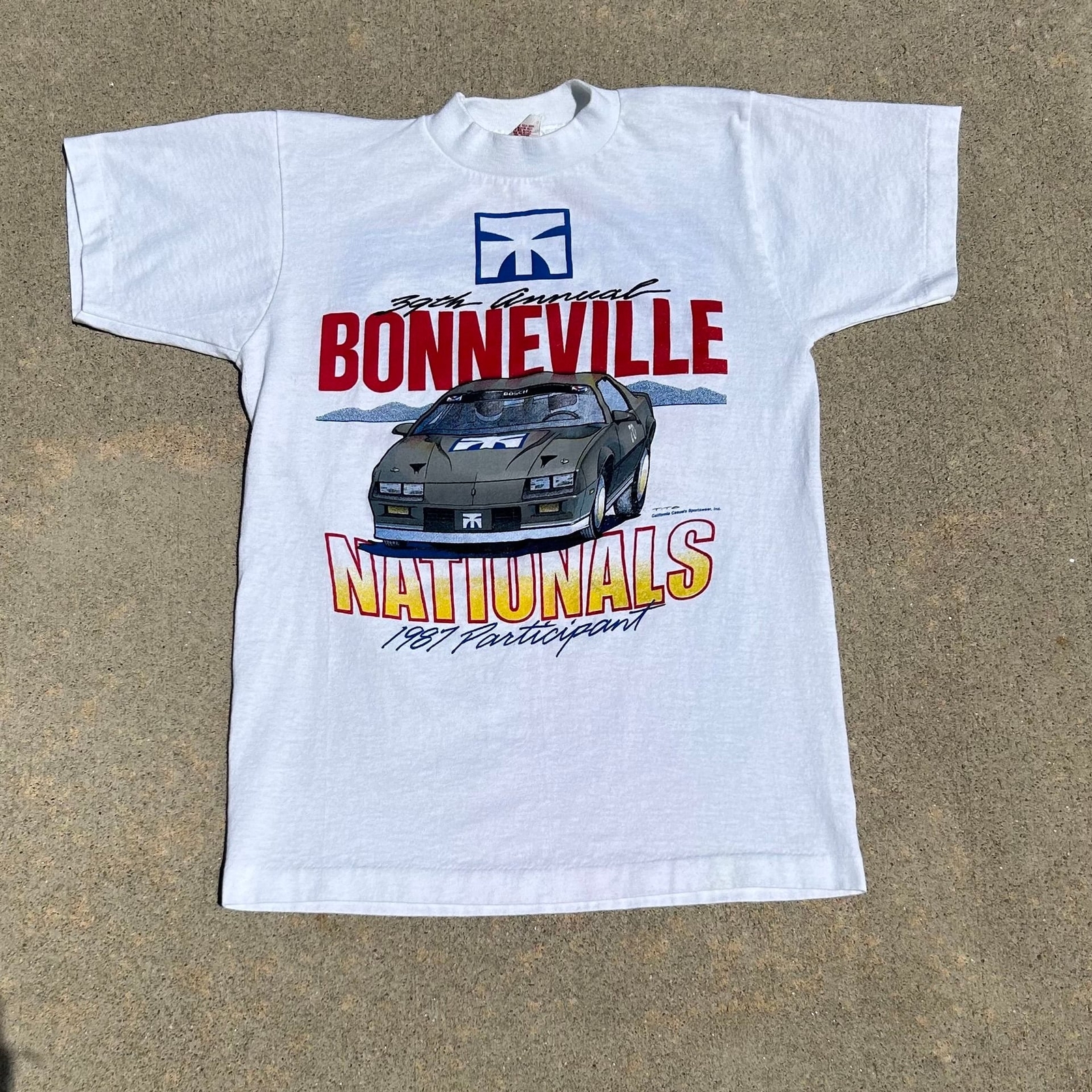 ALTRA Rara camicia manica corta vintage anni 80 punto singolo Bonneville Nationals taglia S