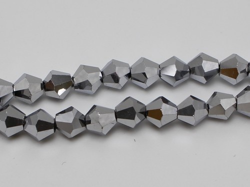 40 Pcs 8mm Faceted Bicone Beads Crystal Glass Beads~Silver Black Jewelry Making - Picture 2 of 3