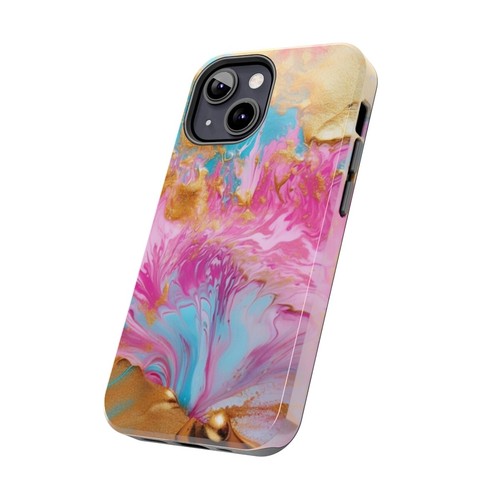 Colorful Marble Phone Case - Pink, Gold, Teal Design, Custom Impact Resistant - Picture 14 of 21