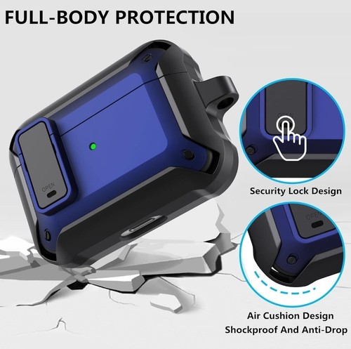 Protective Blue Case Shockproof For Apple AirPods Pro - Picture 4 of 6